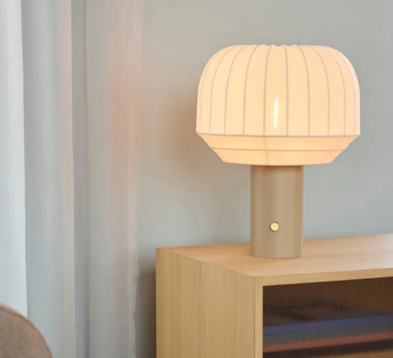 Lampe*Northern Lampe à poser, Table, Tradition, , Ø37cm, H49cm - Gris, beige
