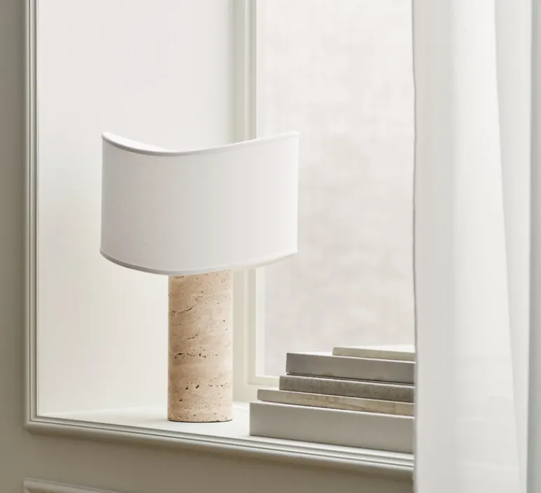 Lampe*Bolia Lampe à poser, Tajo, , Ø30cm, H45cm - ivoire, travertin