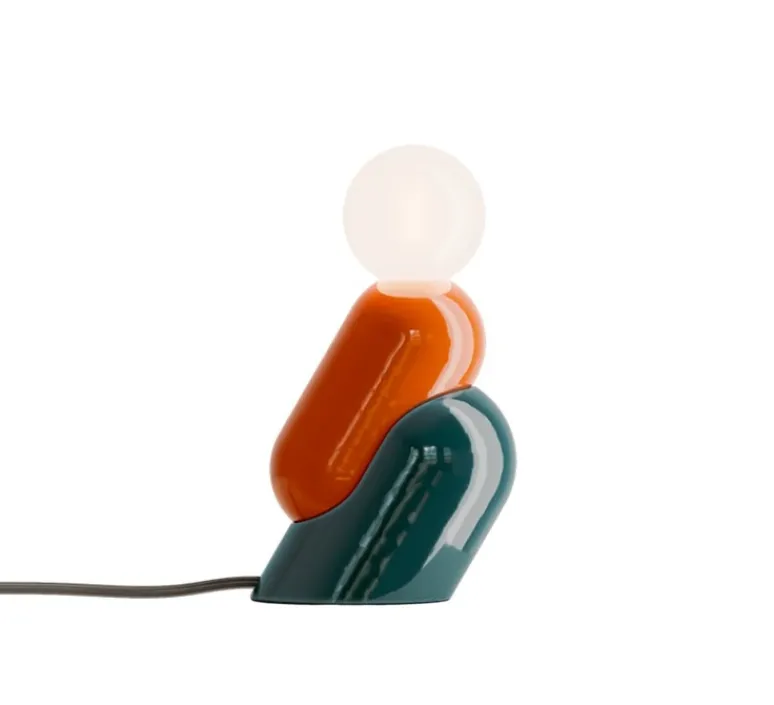 Lampe*Ferroluce Lampe à poser, Tata C2820, , L8,6cm, H22,2cm - orange et vert pétrole