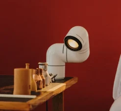 Lampe à poser, Tatu, blanc, LED, dim, 2700K, 171 lm, L8cm, H25cm - Santa & Cole