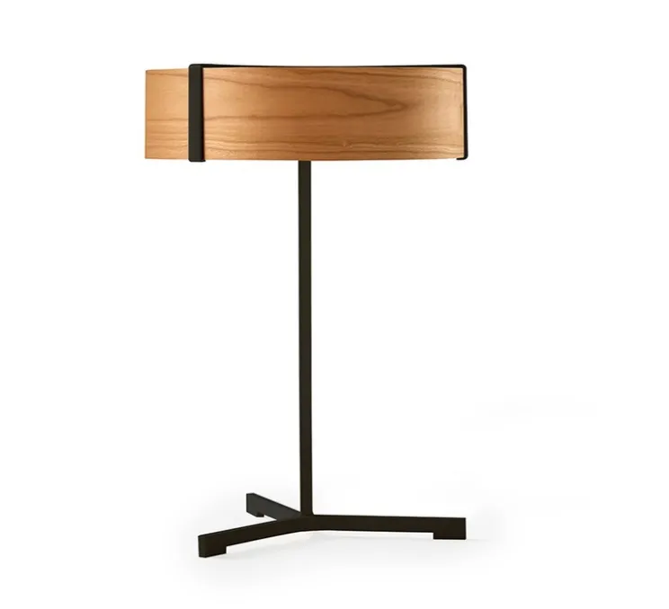 Lampe à poser, Thesis, cerisier, métal finition noir mat, LED, 3000K, 1930lm, Ø30cm, H43cm - LZF