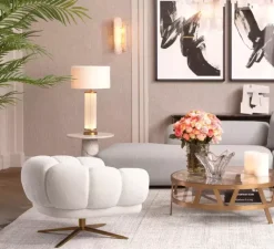 Lampe*Eichholtz Lampe à poser, Thibaud, , L45cm, H80cm - Laiton antique, verre givré