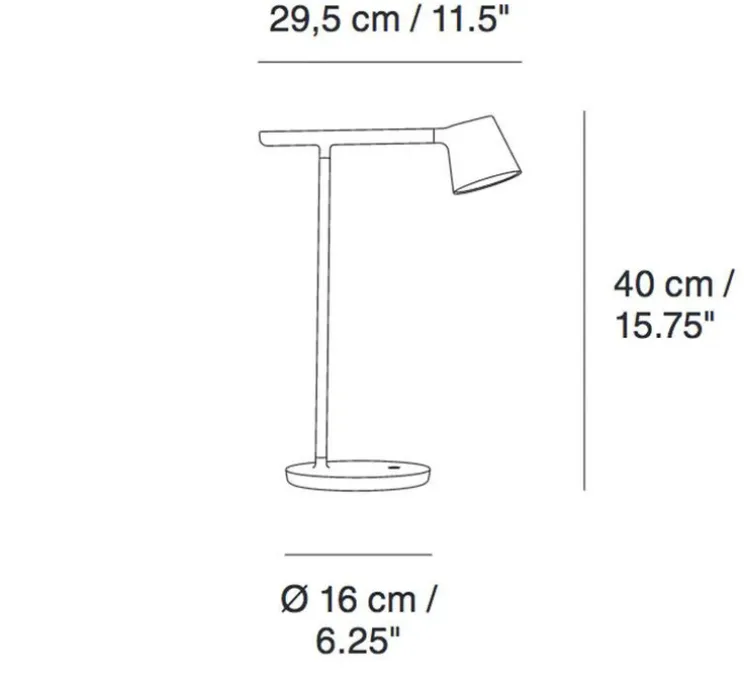 Lampe à poser, Tip, noir, LED, L16cm, H40cm - Muuto