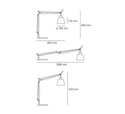 Lampe à poser, Tolomeo basculante tavolo, abat-jour satin, Ø18cm, H66cm - Artemide