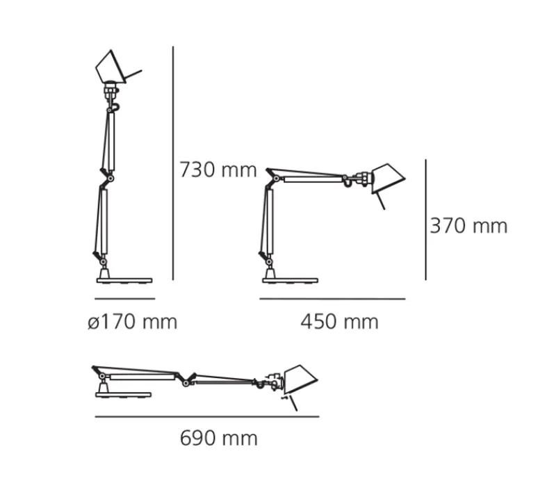 Lampe*Artemide Lampe à poser, Tolomeo Micro, , L17cm, H37-73cm - orange anodisé
