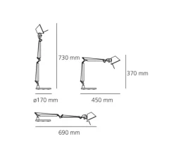 Lampe à poser, Tolomeo Tavolo Micro, or, H73cm, L69cm - Artemide