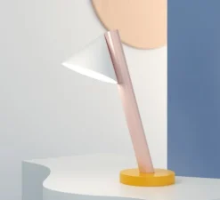 Lampe à poser, Tube with globes and cone Concept D, orange et rose, Ø15cm, H40cm - Atelier Areti