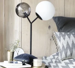 Lampe à poser, Twice, noir, opal, verre fumé, L35cm, H42cm - House Doctor