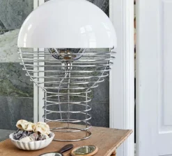 Lampe à poser, Wire, blanc, chrome, Ø40cm, H54cm - Verpan