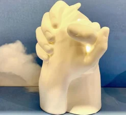 Lampe*Seletti Lampe à poser, With Me, , L21cm, H40,5cm - mains, blanc