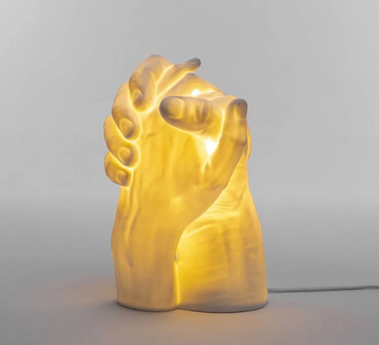 Lampe*Seletti Lampe à poser, With Me, , L21cm, H40,5cm - mains, blanc