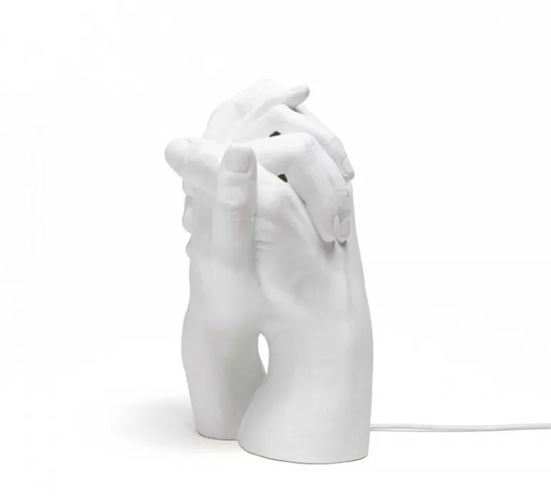 Lampe*Seletti Lampe à poser, With Me, , L21cm, H40,5cm - mains, blanc