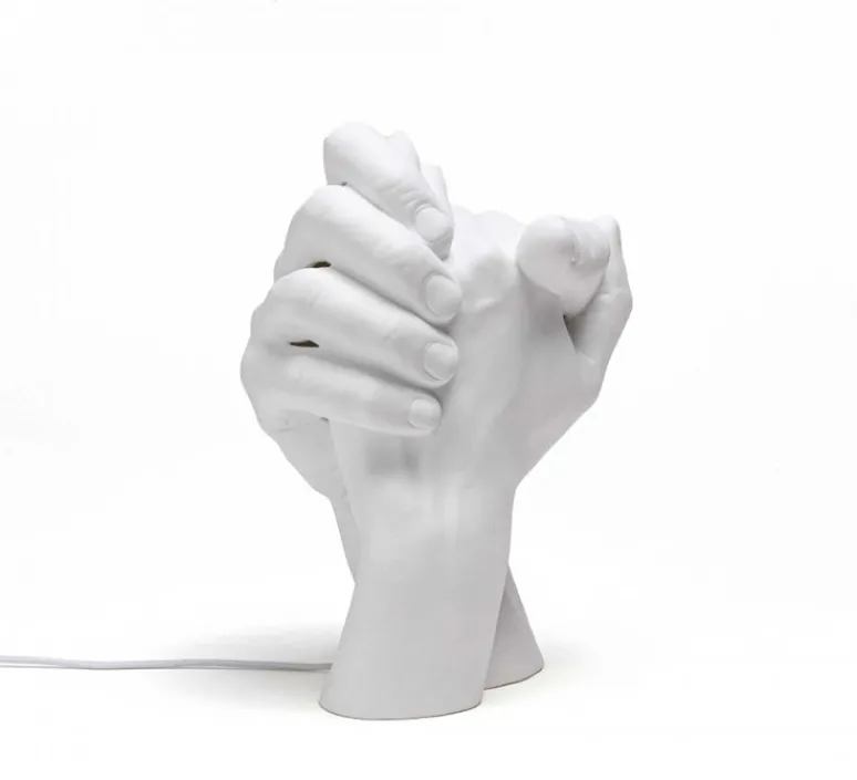 Lampe*Seletti Lampe à poser, With Me, , L21cm, H40,5cm - mains, blanc