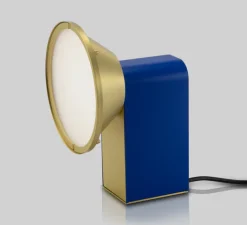 Lampe*CVL Lampe à poser, Wonder, , LED, dim, 2700k, 1100 lm, L11,2cm, H23cm - laiton satiné et bleu foncé