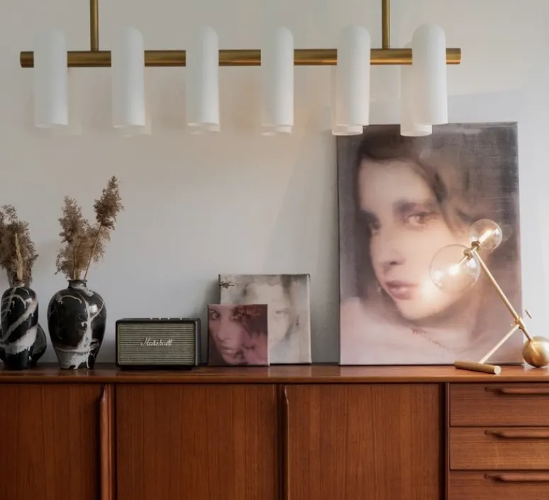 Lampe*Schwung Lampe à poser, Zosia, , L40cm, H44cm - Laiton laqué bruni