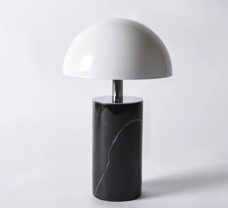 Lampe*BACCARIS Lampe, Baladeuse, Adei, , IP44, LED, dim, 3000K, 350 lm, Ø15cm, H23cm - Marbre noir, abat-jour blanc