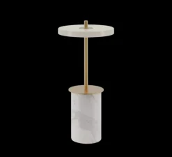 Lampe, Baladeuse, Asteria Move mini, Marbre blanc, LED, dim, 2600K, 124 lm, Ø12cm, H25,5cm - Umage