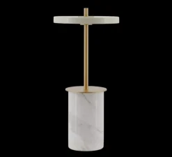 Lampe, Baladeuse, Asteria Move mini, Marbre blanc, LED, dim, 2600K, 124 lm, Ø12cm, H25,5cm - Umage