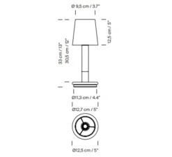 Lampe, Baladeuse, Basica Minima Bateria, parchemin, LED, dim, 2200K, 38 lm, Ø12,5cm, H33cm - Santa & Cole