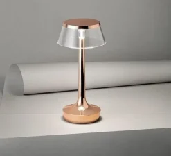 Lampe*Flos Lampe, Baladeuse, Bon Jour unplugged, , LED, dim, 2700K, 181 lm, Ø10,3cm, H27cm - cuivre, couronne transparente