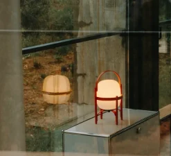 Lampe, Baladeuse, Cestita Alubat, orange rouge, IP65, LED, dim, 2700K, 313 lm, Ø22cm, H36cm - Santa & Cole