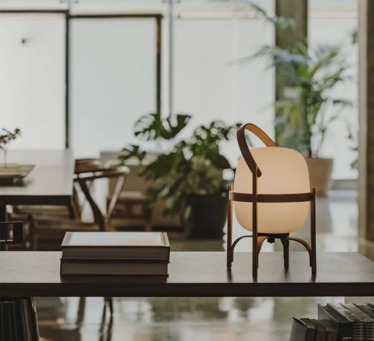 Lampe, Baladeuse, Cestita Bateria, bois, LED, dim, 2700K, 313 lm, Ø22cm, H36cm - Santa & Cole