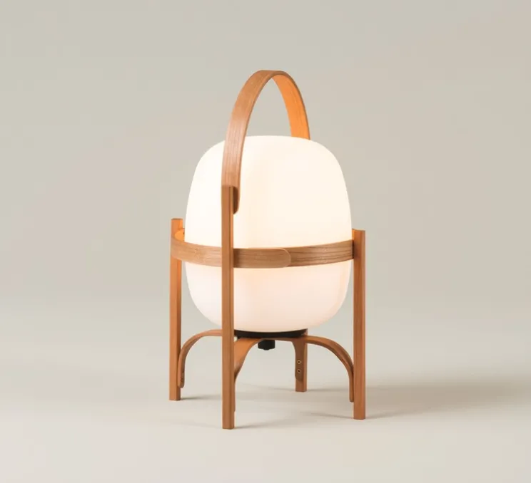 Lampe, Baladeuse, Cestita Bateria, bois, LED, dim, 2700K, 313 lm, Ø22cm, H36cm - Santa & Cole