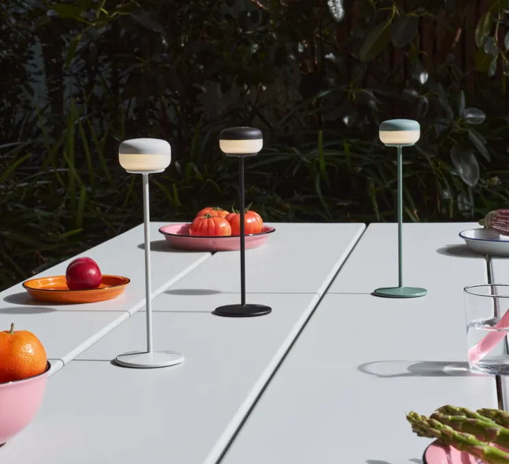 Lampe, Baladeuse, Cheerio, sauge, IP55, LED, dim, 2200K, 14 lm, Ø8cm, H26cm - Fatboy