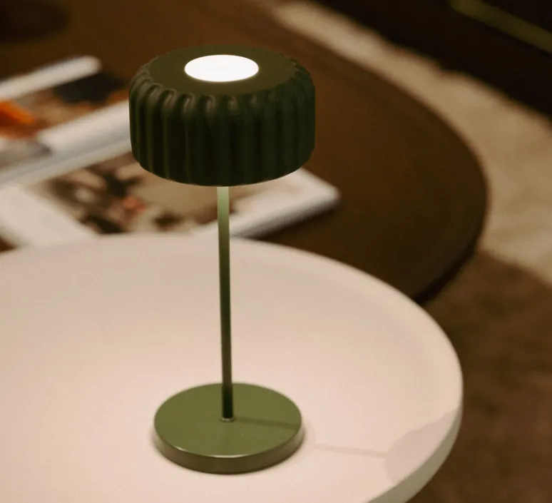 Lampe*Atelier Pierre Lampe, Baladeuse, Dentelles Bistro, , LED, dim, 3000K-6000K, 200lm, Ø12cm, H28cm - olive