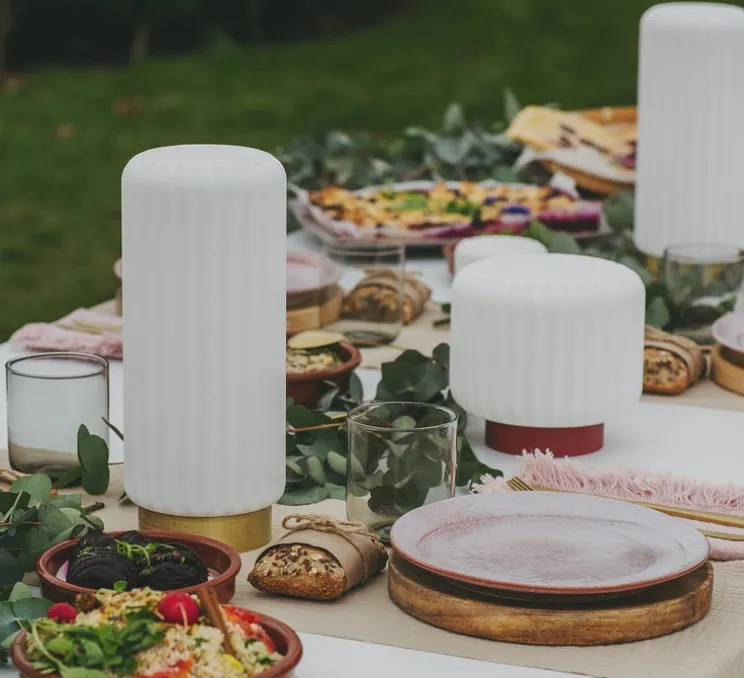 Lampe, baladeuse, Dentelles, or, IP65, Ø12cm, H29cm - Atelier Pierre