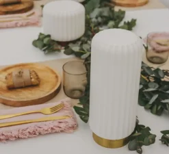 Lampe, baladeuse, Dentelles, or, IP65, Ø12cm, H29cm - Atelier Pierre