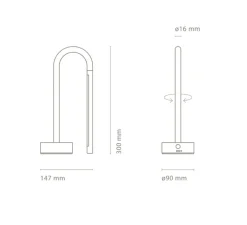 Lampe, Baladeuse, d'extérieur, Mini bow, bleu gris, IP44, LED, dim, 2700K, 180 lm, L14,7cm, H30cm - Nexia