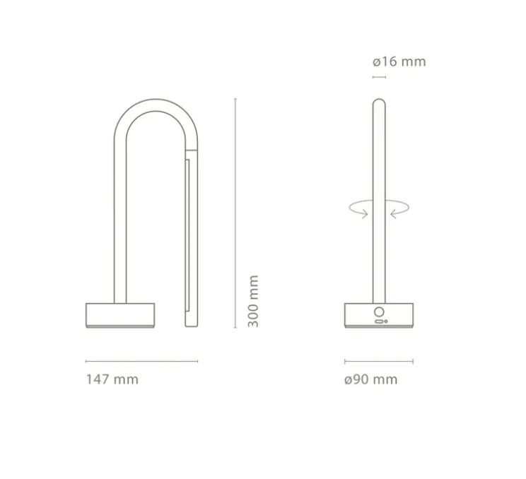 Lampe, Baladeuse, d'extérieur, Mini bow, bleu gris, IP44, LED, dim, 2700K, 180 lm, L14,7cm, H30cm - Nexia