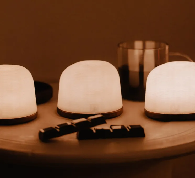 Lampe, Baladeuse, Fondant set de 3, noyer, IP65, LED, dim, 2700K, 100 lm, Ø26cm, H8,5cm - Atelier Pierre