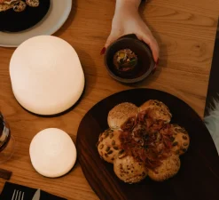 Lampe, Baladeuse, Fondant set de 3, noyer, IP65, LED, dim, 2700K, 100 lm, Ø26cm, H8,5cm - Atelier Pierre