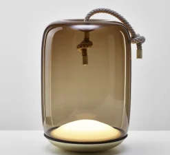 Lampe*Brokis Lampe, Baladeuse, Knot Battery small, verre transparent, IP44, LED, 2700K, 580 lm, Ø18cm, H29cm - verre fumé