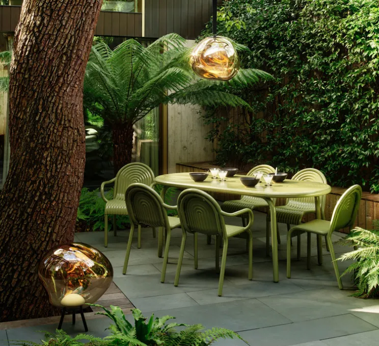 Lampe, Baladeuse, Melt Large, doré, IP44, LED, dim, 3000K, 500 lm, Ø50cm, H57cm - Tom Dixon