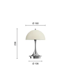 Lampe*Louis Poulsen Lampe, Baladeuse, Panthella 160 Portable V3, , IP44, LED, dim, 2700K, 81 lm, Ø16cm, H24,1cm - beige chrome opal