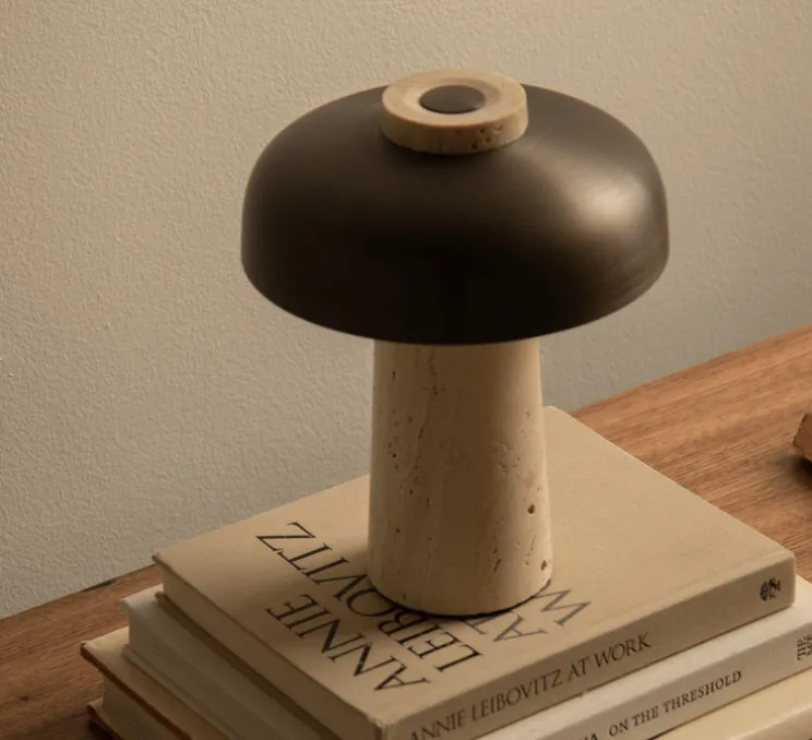 Lampe, Baladeuse, Reverse, bronze, travertin, IP44, LED, dim, 2700K, 125 lm, Ø19,6cm, H24,5cm - Audo Copenhagen