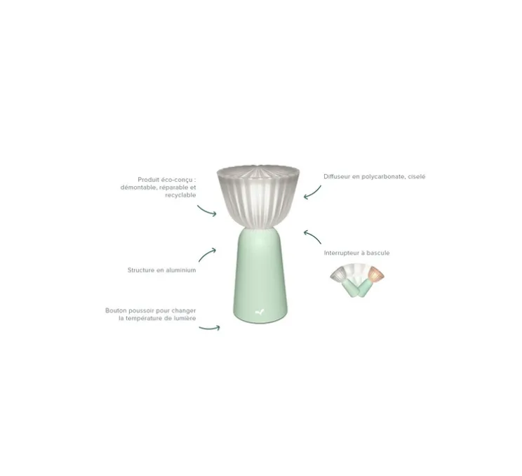 Lampe, Baladeuse, Swiing, gris argile, IP54, LED, dim, 2700K, 35 lm, Ø10cm, H20cm - Fermob