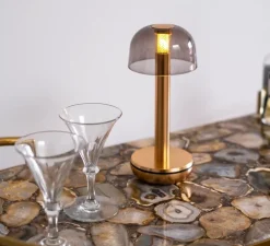 Lampe*Humble Lampe, Baladeuse, Two, , LED, dim, 2700K, 8 lm, Ø8,8cm, H21,2cm - or, verre fumé
