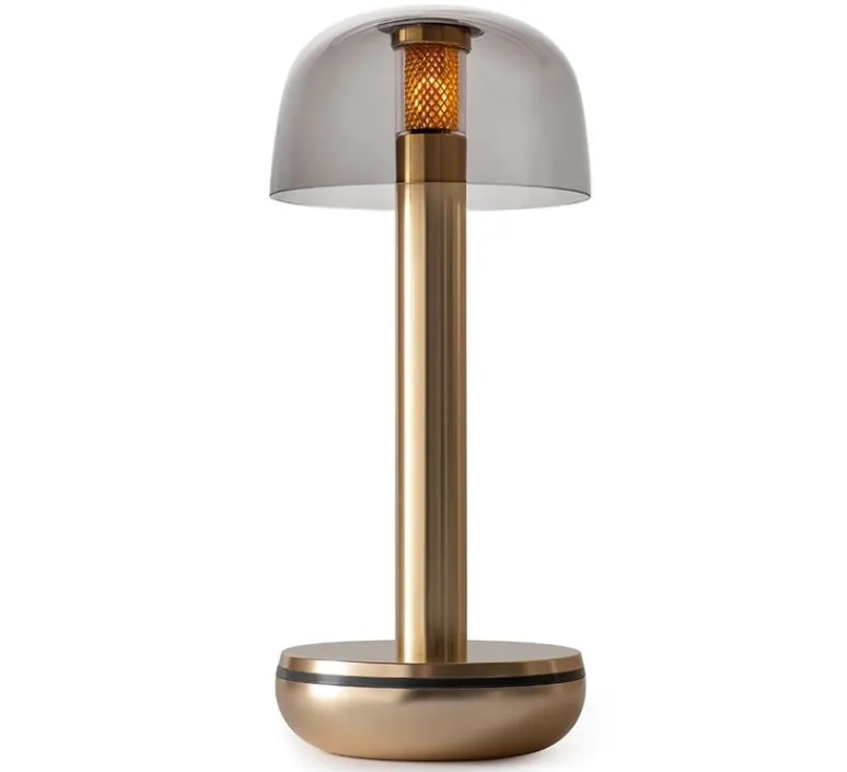 Lampe*Humble Lampe, Baladeuse, Two, , LED, dim, 2700K, 8 lm, Ø8,8cm, H21,2cm - or, verre fumé
