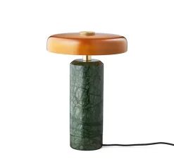 Lampe*Design by us Lampe, Baladeuse,Trip, Indian Green, Marbre vert, opaline ambre, IP44, LED, dim, 3000K, Ø17cm, H21cm - Marbre vert, ambre brillant