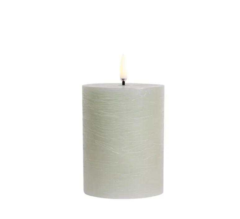 Lampe*Uyuni Lampe Bougie, Rustic Pillar, , Ø7,8cm, H10cm, LED, dim, 2400K, 6 lm- dusty green