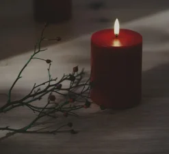 Lampe Bougie, Rustic Pillar, carmine, Ø7,8cm, H10cm, LED, dim, 2400K, 6 lm-Uyuni