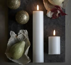 Lampe*Uyuni Lampe Bougie, Smooth Pillar, , Ø7,8cm, H10cm, LED, dim - blanc nordique