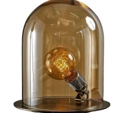 Lampe*Ebb and Flow Lampe cloche, Glow in a dome, marron chataîgne, base laiton, H25,5cm, Ø23cm - chataîgne, laiton