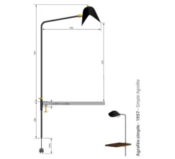 Lampe*Serge Mouille Lampe de bureau, Agrafée simple, , H70cm - noir