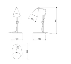 Lampe*Contain Lampe de bureau, Cone, , câble doré, L20cm, H44cm - laiton brossé vieilli, terrazo blanc
