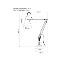 Lampe|Enfants*Anglepoise Lampe de bureau, Original 1227, lin, Ø14cm H49cm - blanc